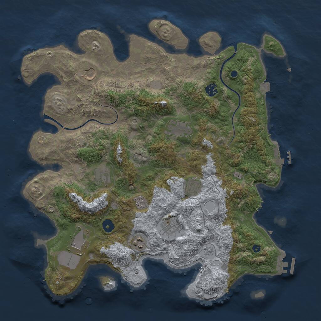 Rust Map: Procedural Map, Size: 3900, Seed: 3553, 15 Monuments