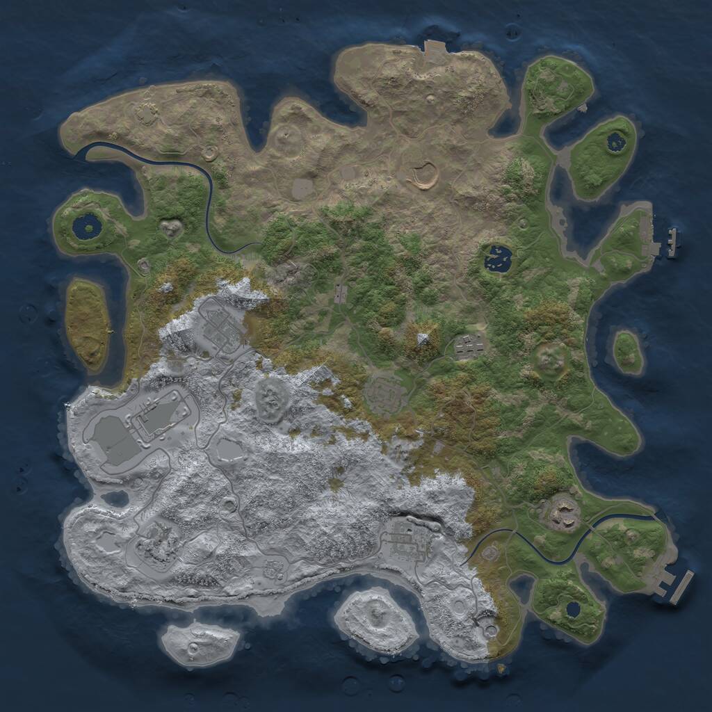 Rust Map: Procedural Map, Size: 3900, Seed: 500, 15 Monuments