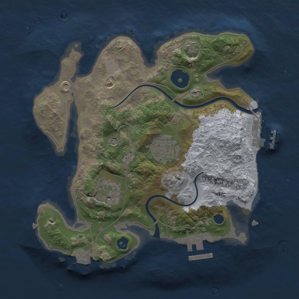 Rust Map: Procedural Map, Size: 2500, Seed: 33555332, 7 Monuments