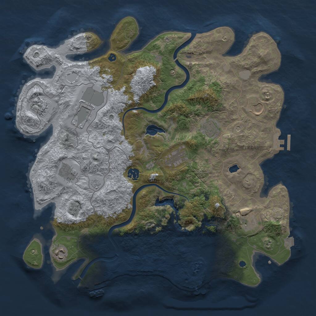 Rust Map: Procedural Map, Size: 4000, Seed: 98041573, 16 Monuments