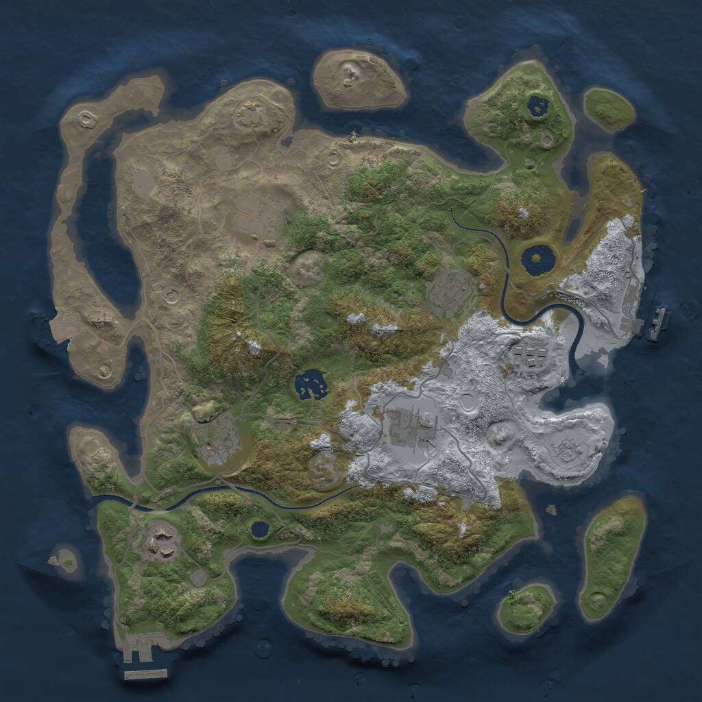 Rust Map: Procedural Map, Size: 3300, Seed: 765245049, 13 Monuments