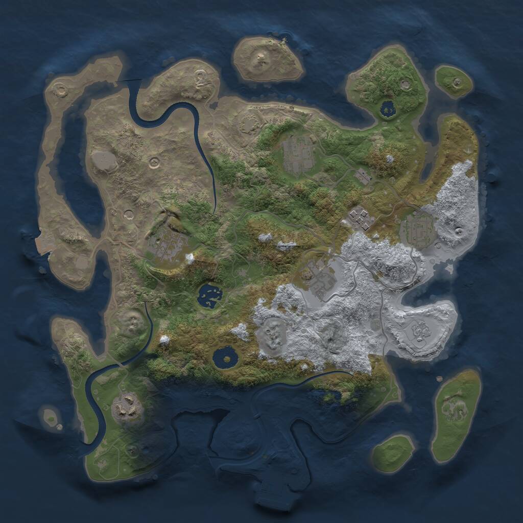 Rust Map: Procedural Map, Size: 3300, Seed: 765245049, 14 Monuments