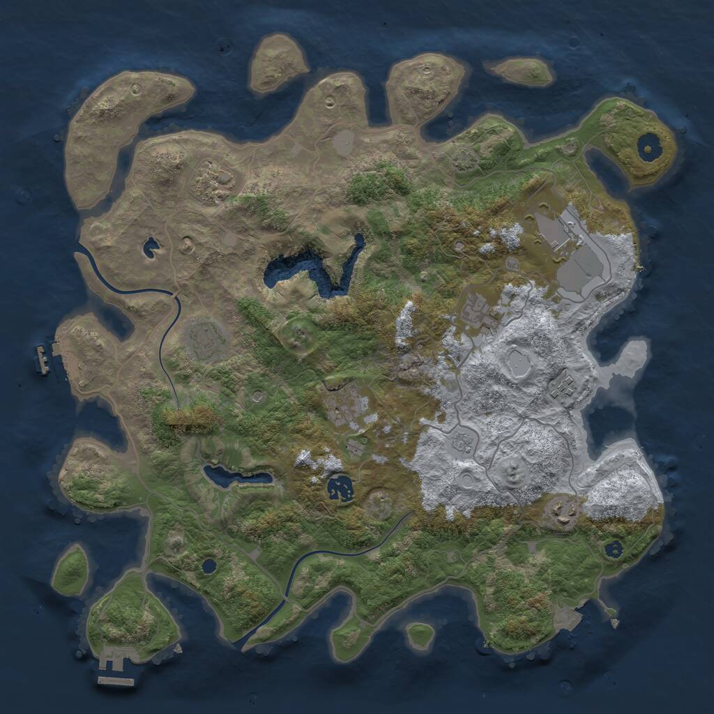 Rust Map: Procedural Map, Size: 4000, Seed: 50018, 14 Monuments