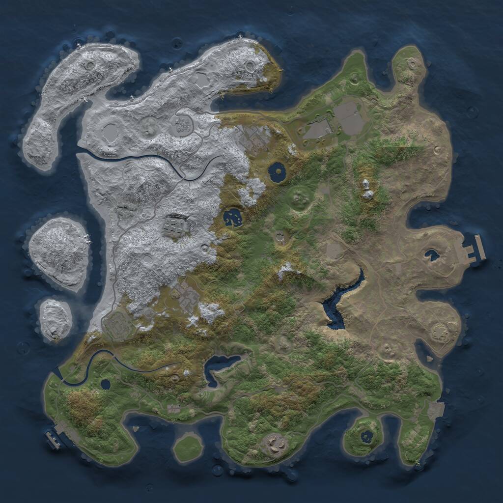 Rust Map: Procedural Map, Size: 4000, Seed: 696253263, 13 Monuments