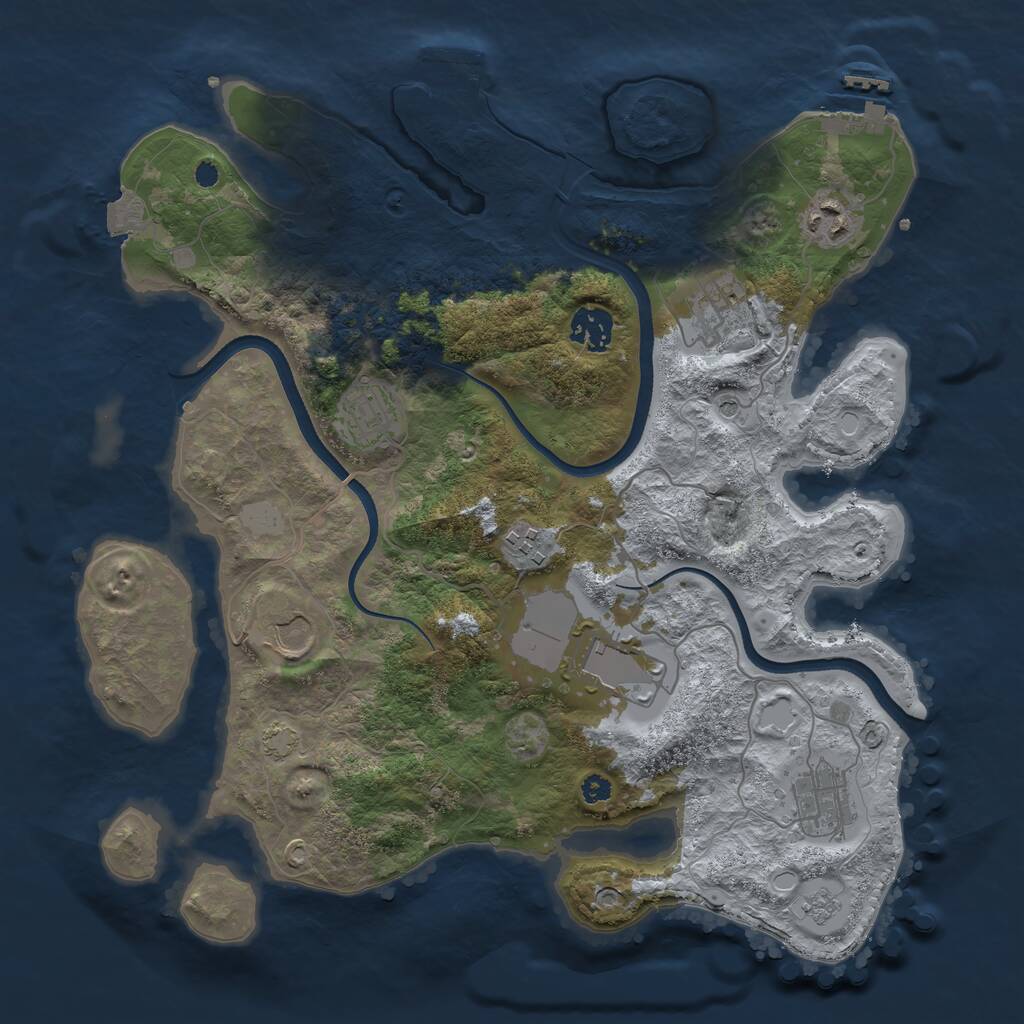 Rust Map: Procedural Map, Size: 3500, Seed: 2127672735, 14 Monuments