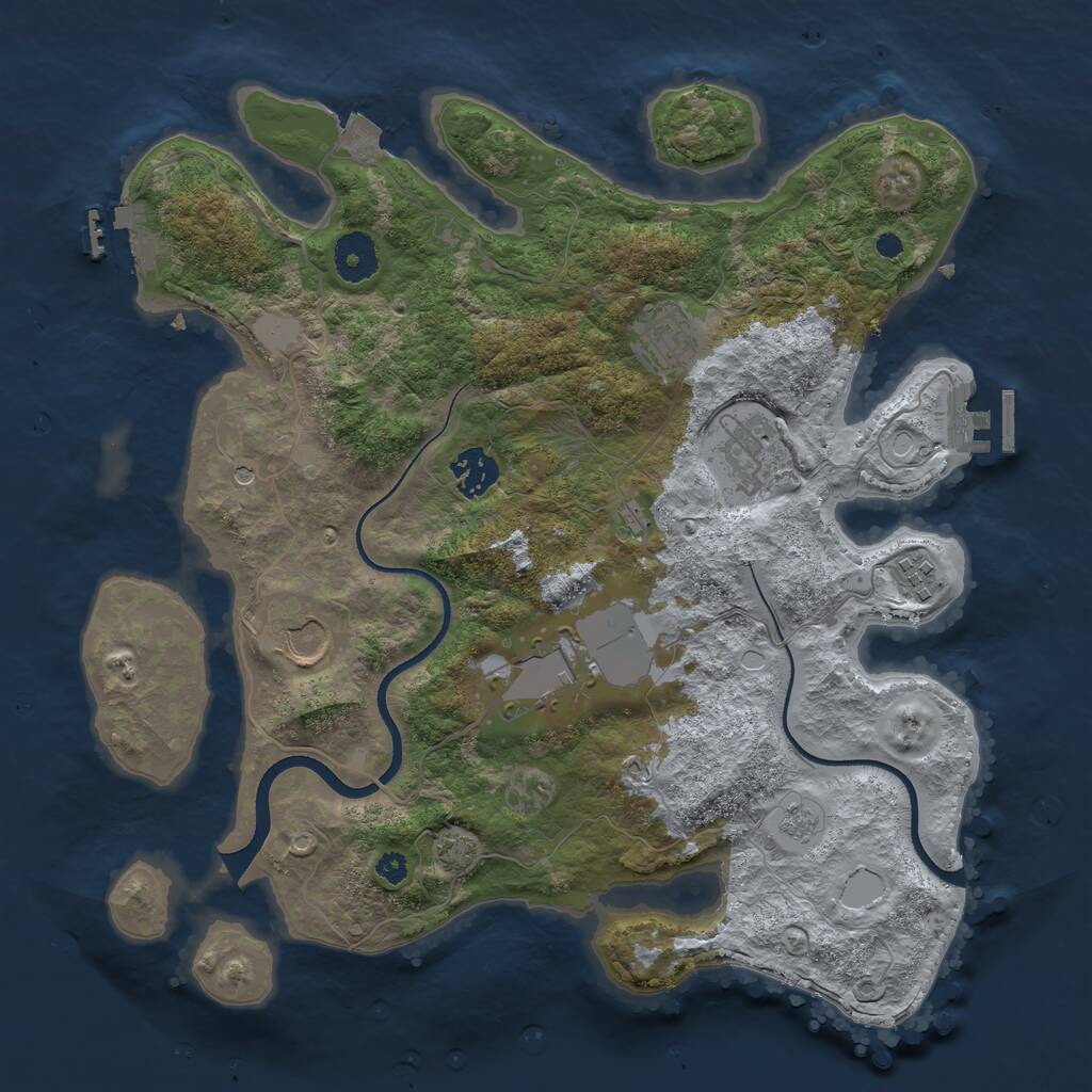 Rust Map: Procedural Map, Size: 3500, Seed: 2127672735, 12 Monuments