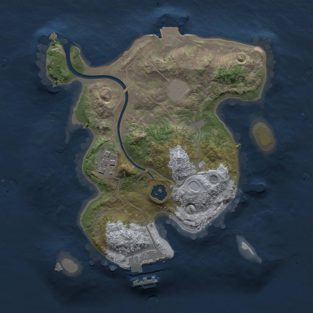 Rust Map: Procedural Map, Size: 2000, Seed: 3245234, 3 Monuments