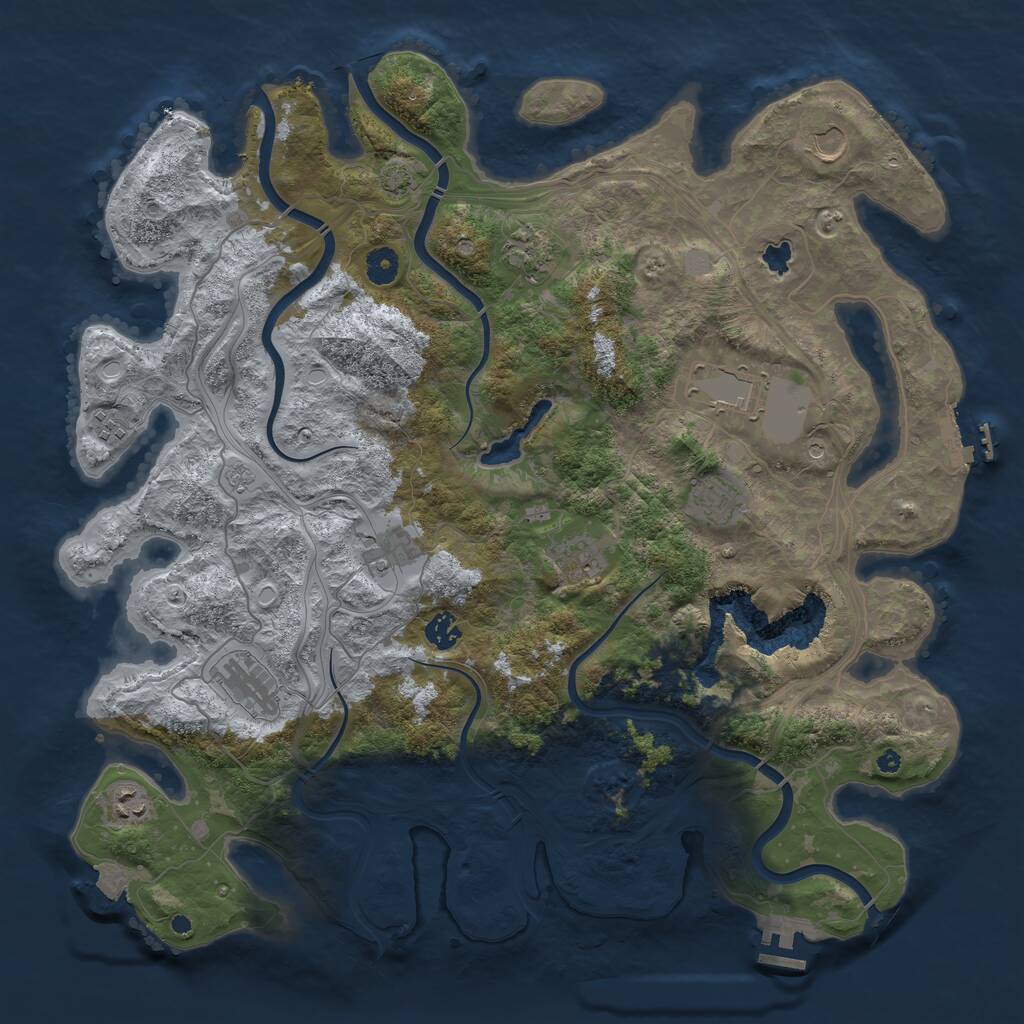 Rust Map: Procedural Map, Size: 4350, Seed: 558373474, 16 Monuments