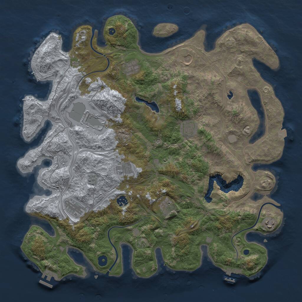 Rust Map: Procedural Map, Size: 4350, Seed: 558373474, 16 Monuments