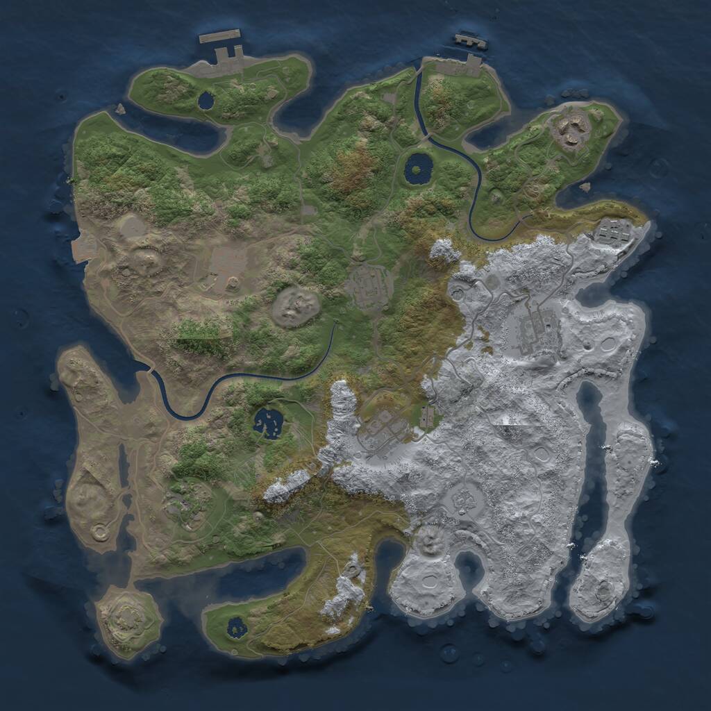 Rust Map: Procedural Map, Size: 3499, Seed: 10, 14 Monuments