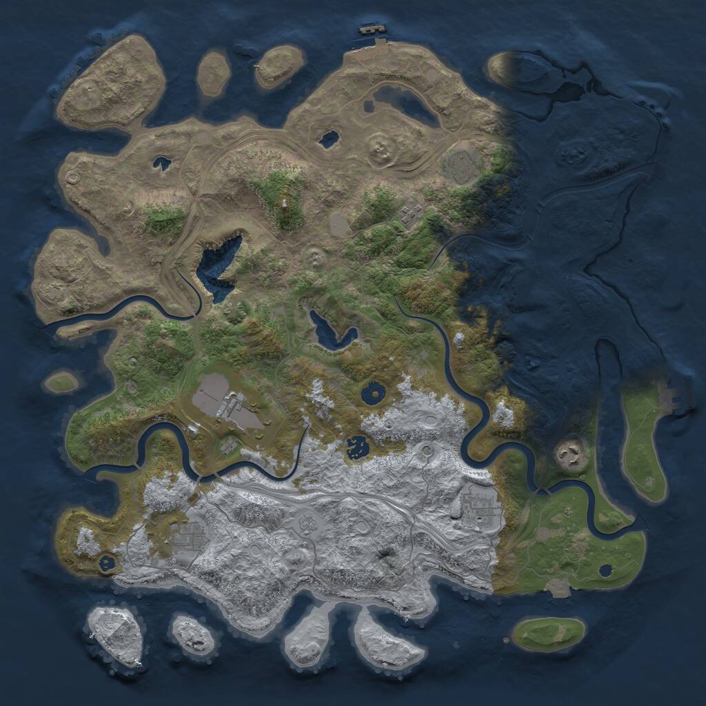 Rust Map: Procedural Map, Size: 4500, Seed: 2033685550, 13 Monuments