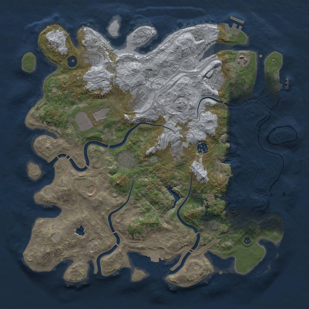Rust Map: Procedural Map, Size: 4250, Seed: 736007091, 16 Monuments