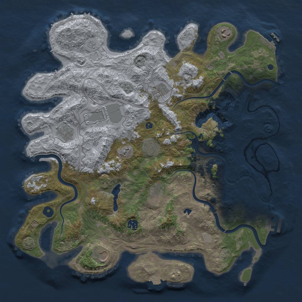 Rust Map: Procedural Map, Size: 4250, Seed: 55555, 15 Monuments