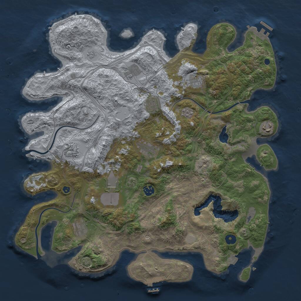 Rust Map: Procedural Map, Size: 4250, Seed: 55555, 16 Monuments