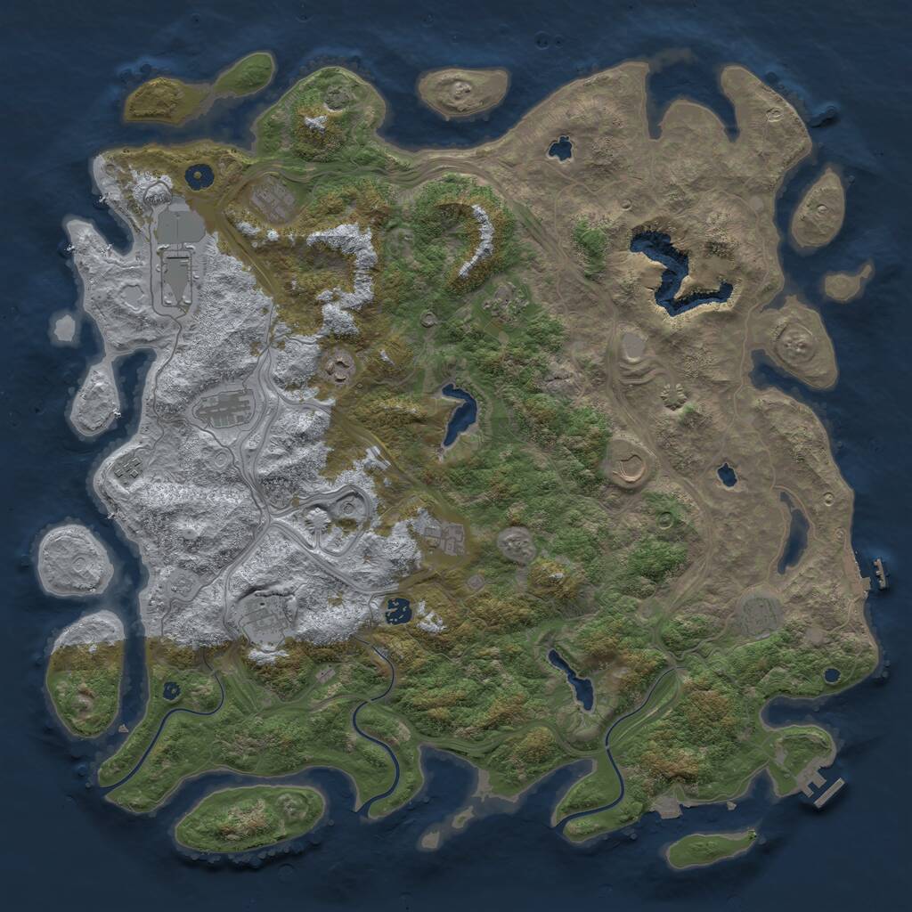 Rust Map: Procedural Map, Size: 4999, Seed: 1674963048, 17 Monuments