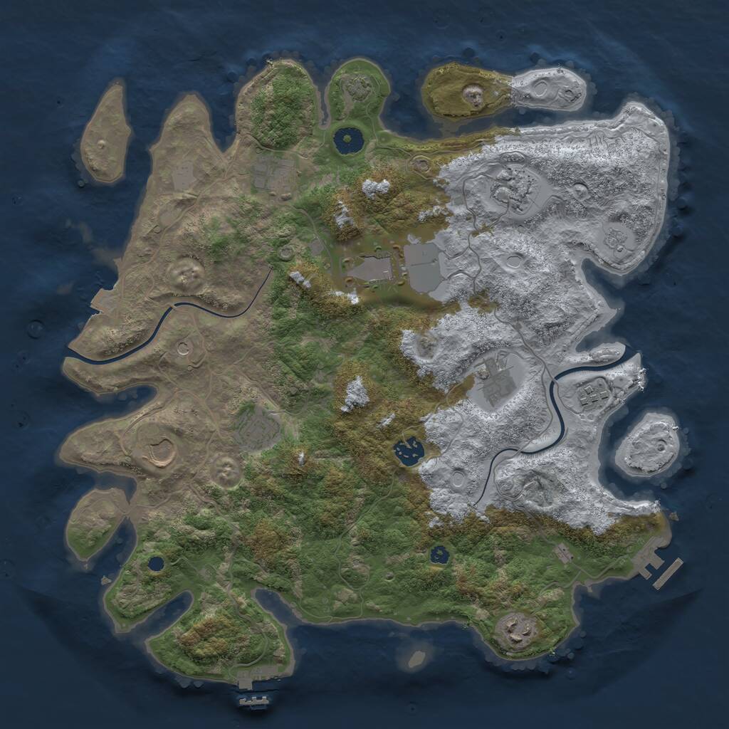Rust Map: Procedural Map, Size: 3850, Seed: 68330211, 15 Monuments