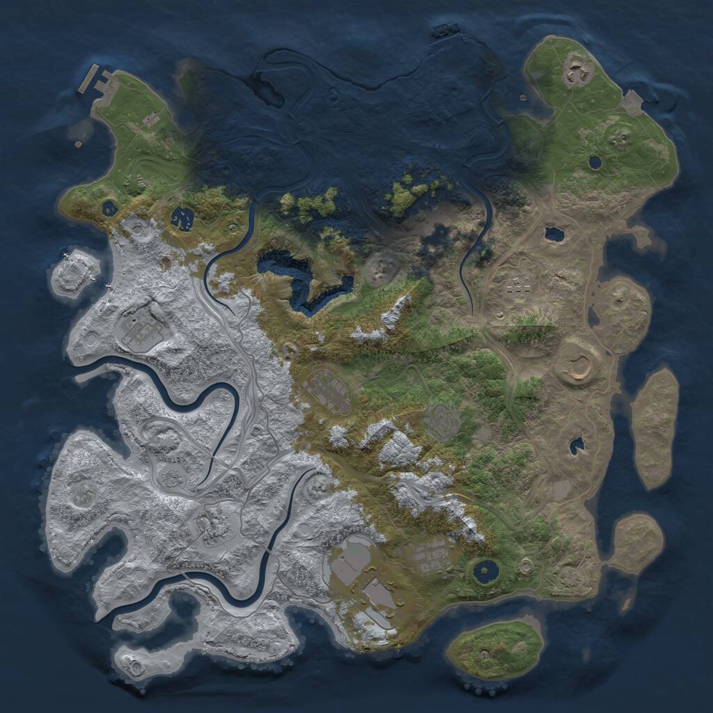 Rust Map: Procedural Map, Size: 4500, Seed: 1387677818, 17 Monuments