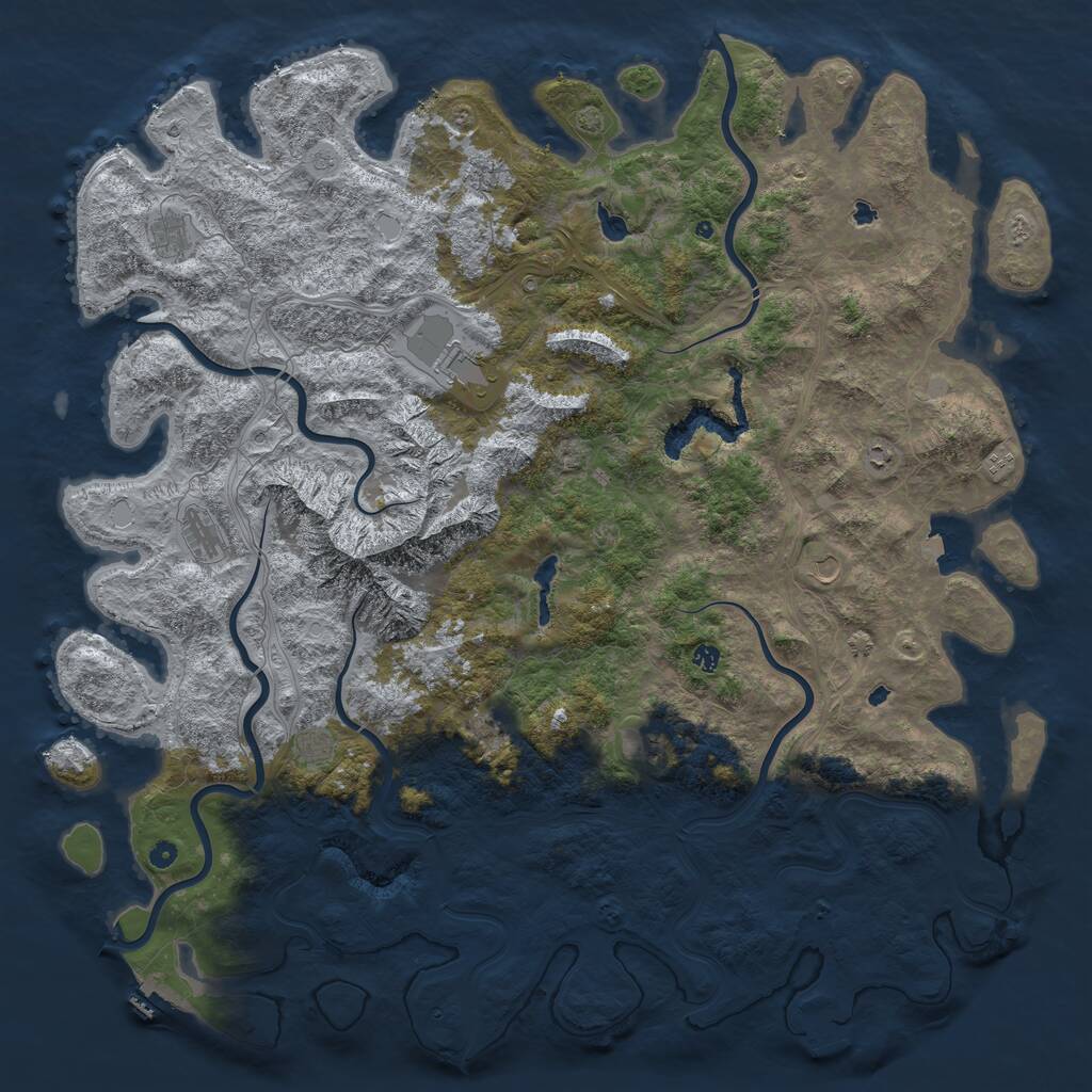 Rust Map: Procedural Map, Size: 6000, Seed: 72299030, 17 Monuments