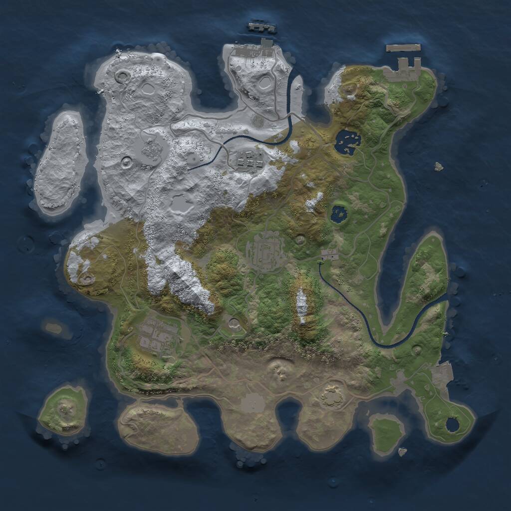 Rust Map: Procedural Map, Size: 3000, Seed: 1099488184, 10 Monuments