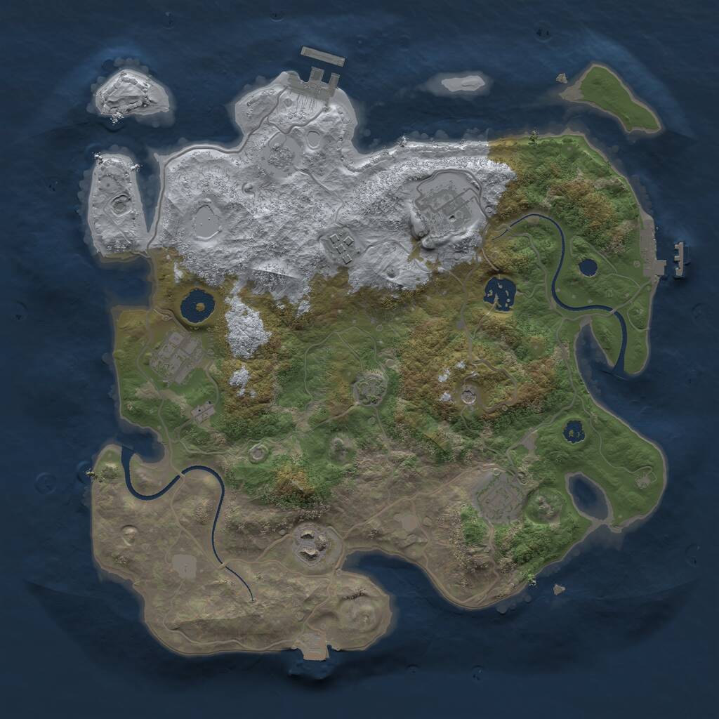 Rust Map: Procedural Map, Size: 3300, Seed: 1407312880, 12 Monuments