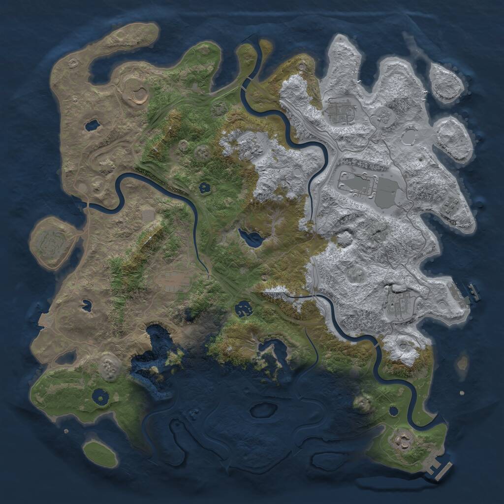 Rust Map: Procedural Map, Size: 4500, Seed: 13623, 16 Monuments