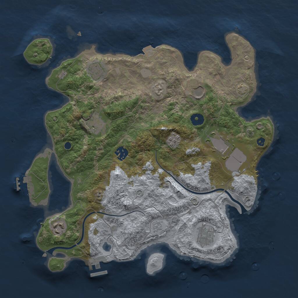 Rust Map: Procedural Map, Size: 3500, Seed: 48764124, 14 Monuments