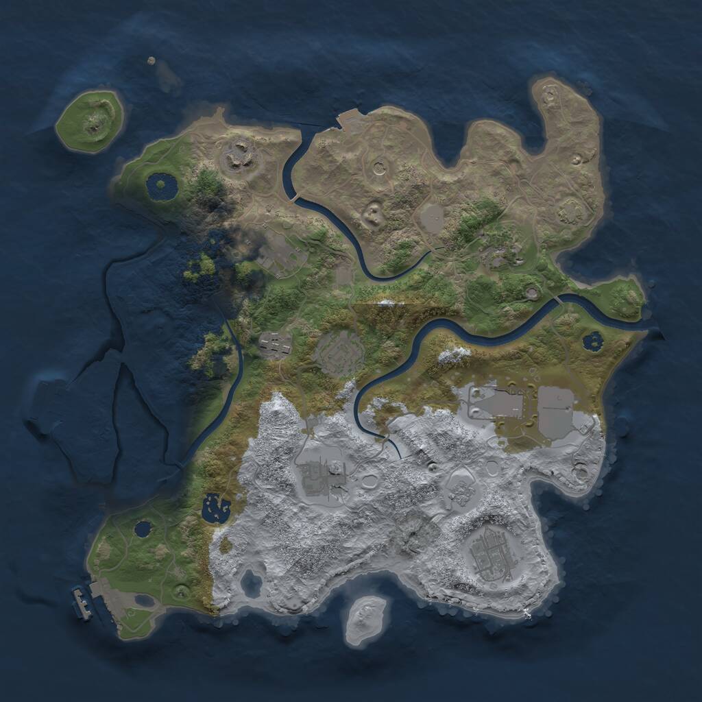Rust Map: Procedural Map, Size: 3500, Seed: 48764124, 15 Monuments