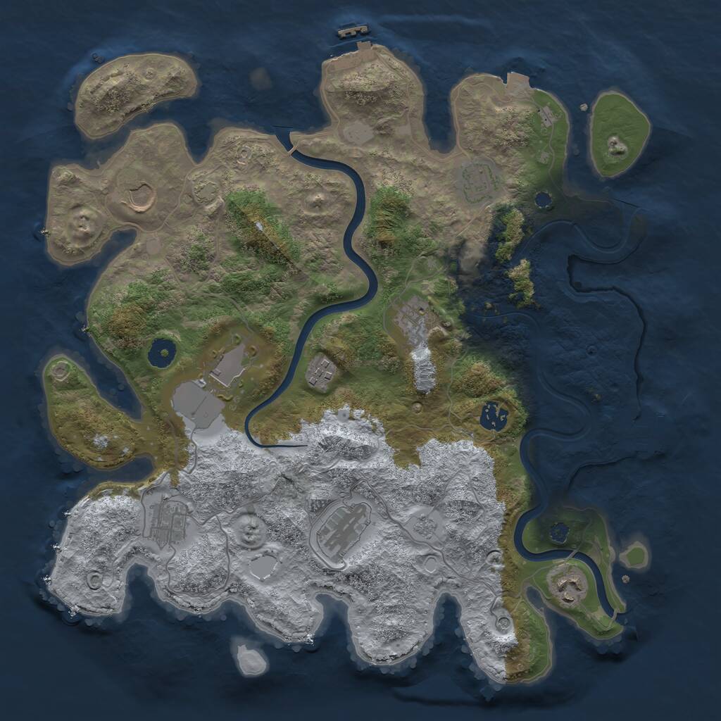 Rust Map: Procedural Map, Size: 3800, Seed: 1791777236, 15 Monuments