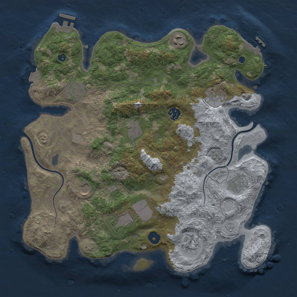 Rust Map: Procedural Map, Size: 3700, Seed: 299001859, 16 Monuments