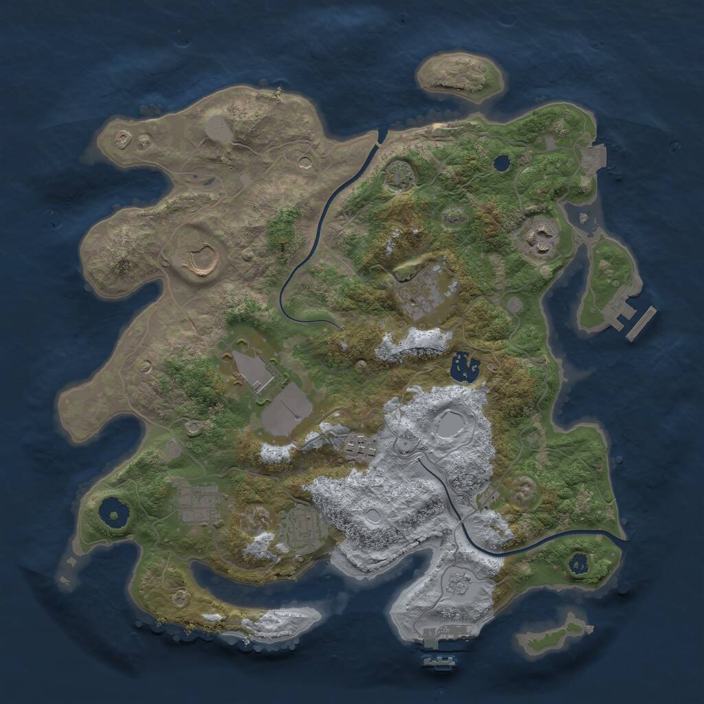 Rust Map: Procedural Map, Size: 3500, Seed: 1110523090, 14 Monuments