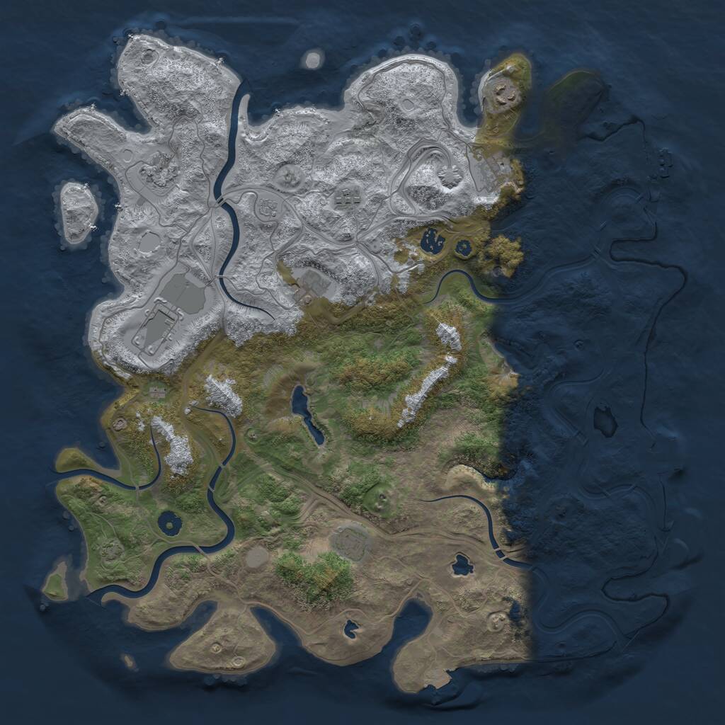 Rust Map: Procedural Map, Size: 4500, Seed: 1291330808, 14 Monuments