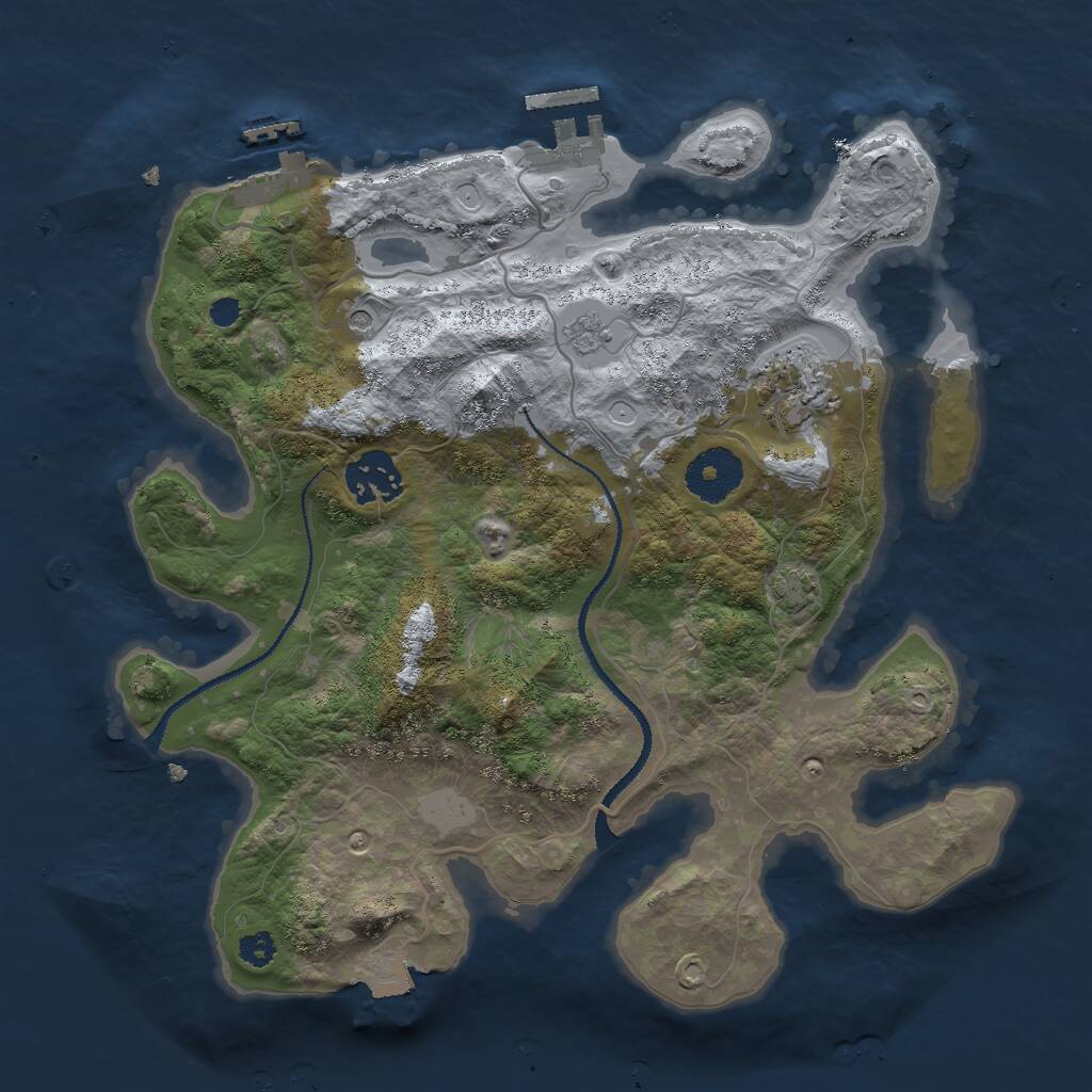 Rust Map: Procedural Map, Size: 3000, Seed: 477070252, 8 Monuments