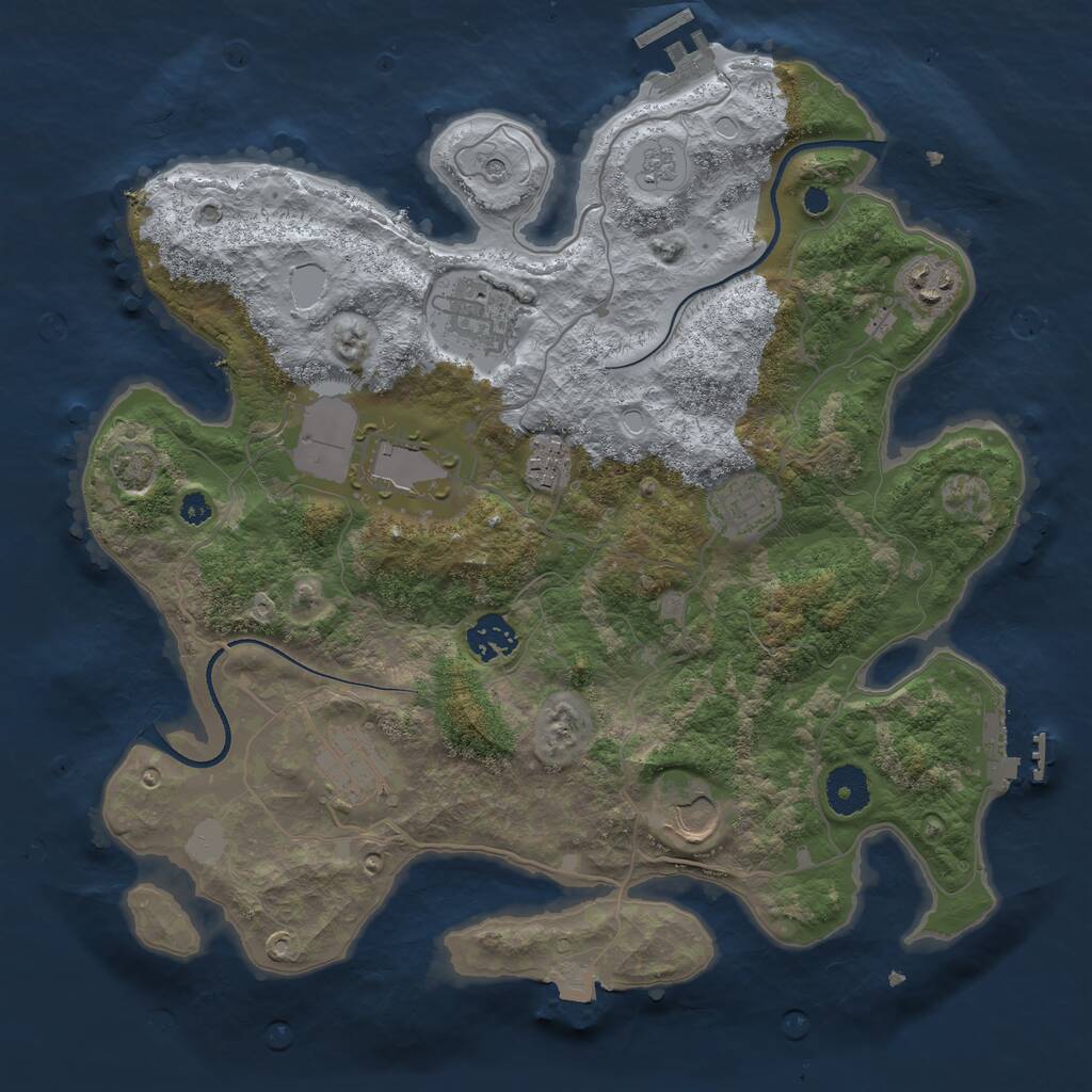 Rust Map: Procedural Map, Size: 3500, Seed: 342388931, 14 Monuments