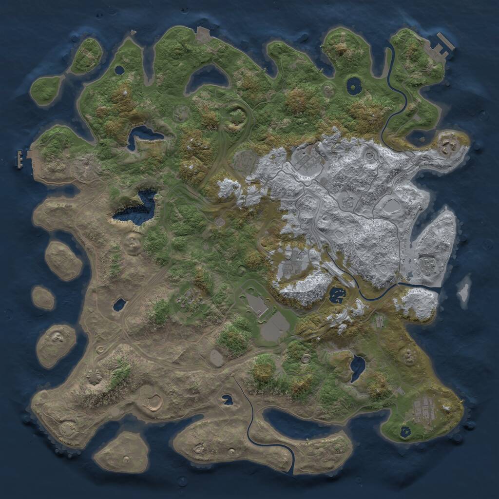Rust Map: Procedural Map, Size: 4500, Seed: 891672610, 16 Monuments