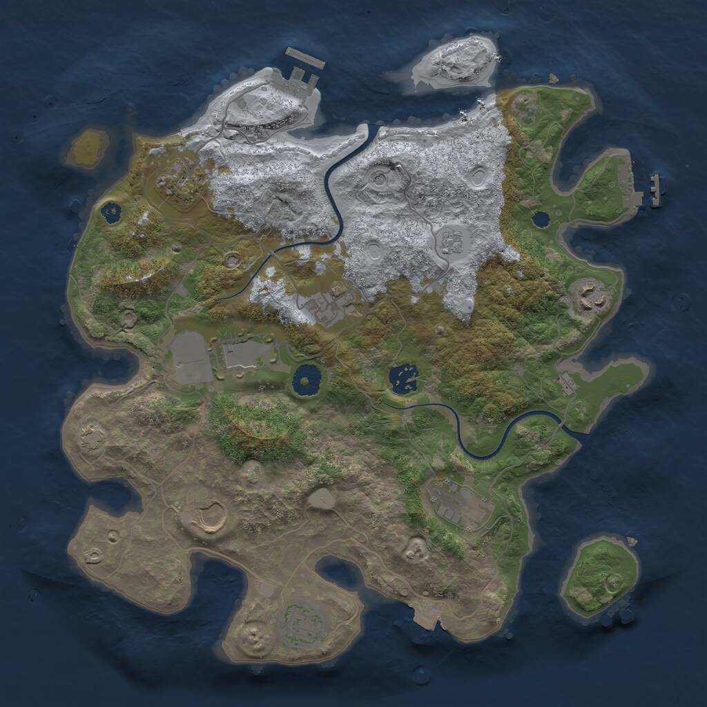 Rust Map: Procedural Map, Size: 3500, Seed: 27202871, 14 Monuments