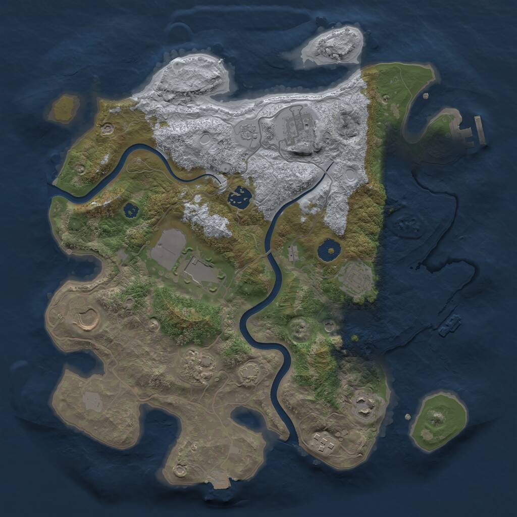 Rust Map: Procedural Map, Size: 3500, Seed: 27202871, 14 Monuments