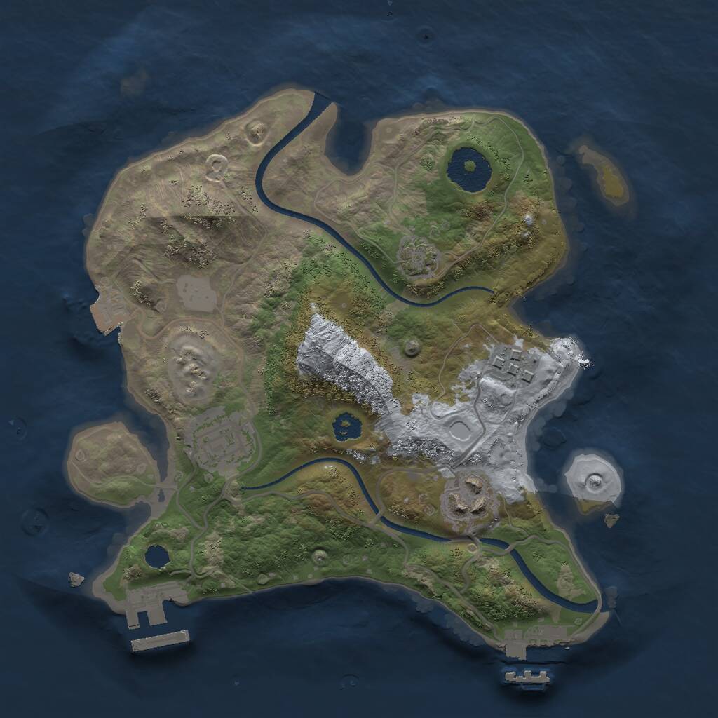 Rust Map: Procedural Map, Size: 2500, Seed: 560002769, 7 Monuments