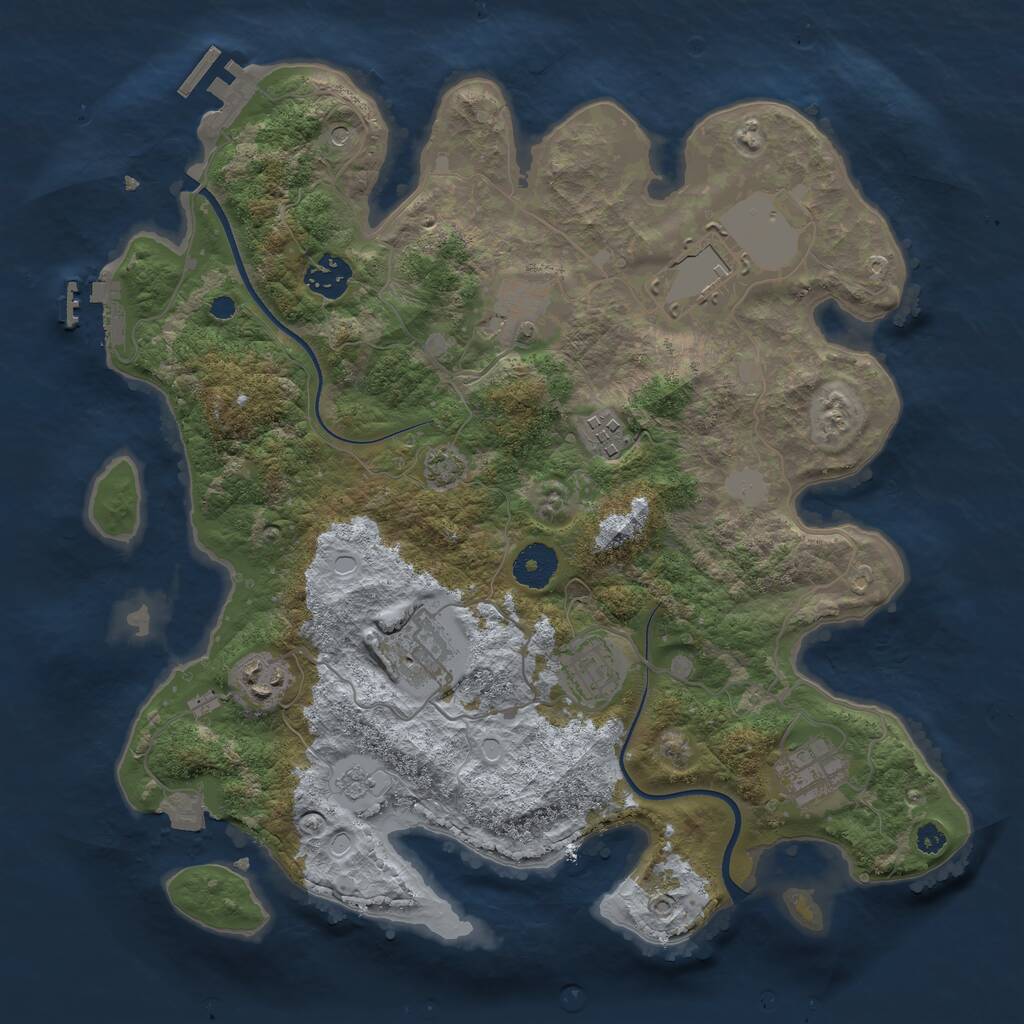 Rust Map: Procedural Map, Size: 3500, Seed: 2396660, 14 Monuments