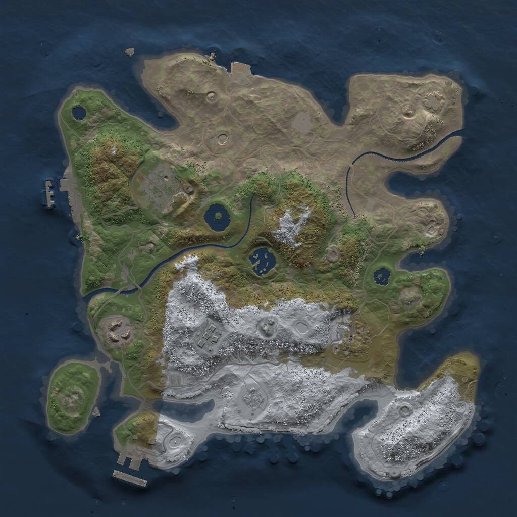 Rust Map: Procedural Map, Size: 3000, Seed: 1408415615, 11 Monuments