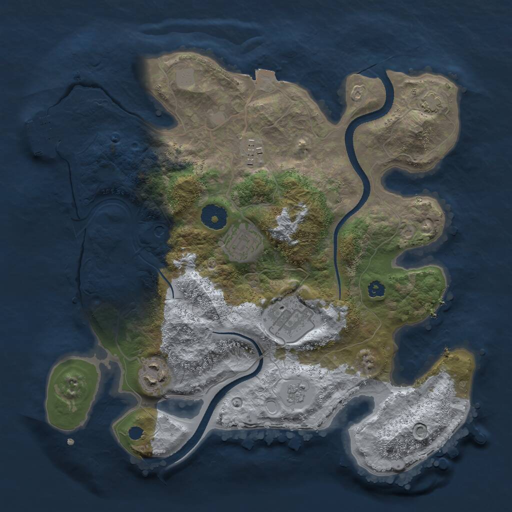 Rust Map: Procedural Map, Size: 3000, Seed: 1408415615, 9 Monuments