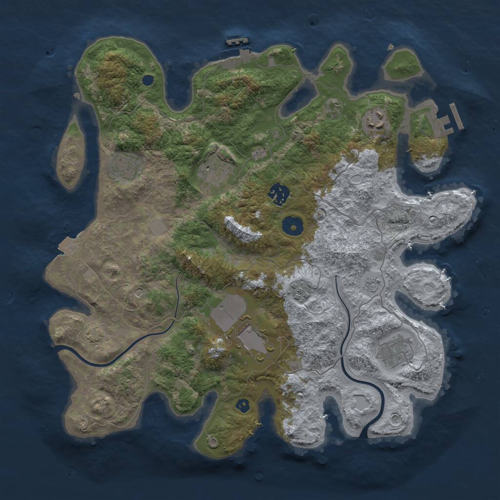 Rust Map: Procedural Map, Size: 3600, Seed: 12610, 13 Monuments