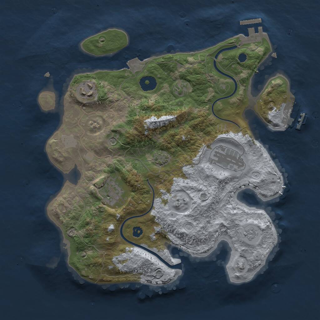 Rust Map: Procedural Map, Size: 3000, Seed: 1235678, 9 Monuments