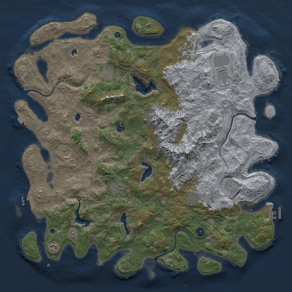 Rust Map: Procedural Map, Size: 5000, Seed: 4228, 16 Monuments