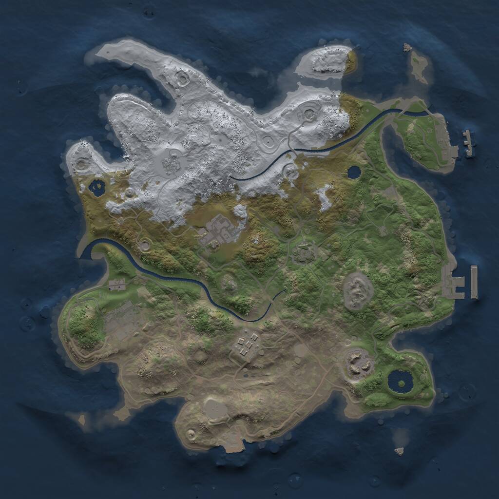 Rust Map: Procedural Map, Size: 3000, Seed: 55412, 10 Monuments