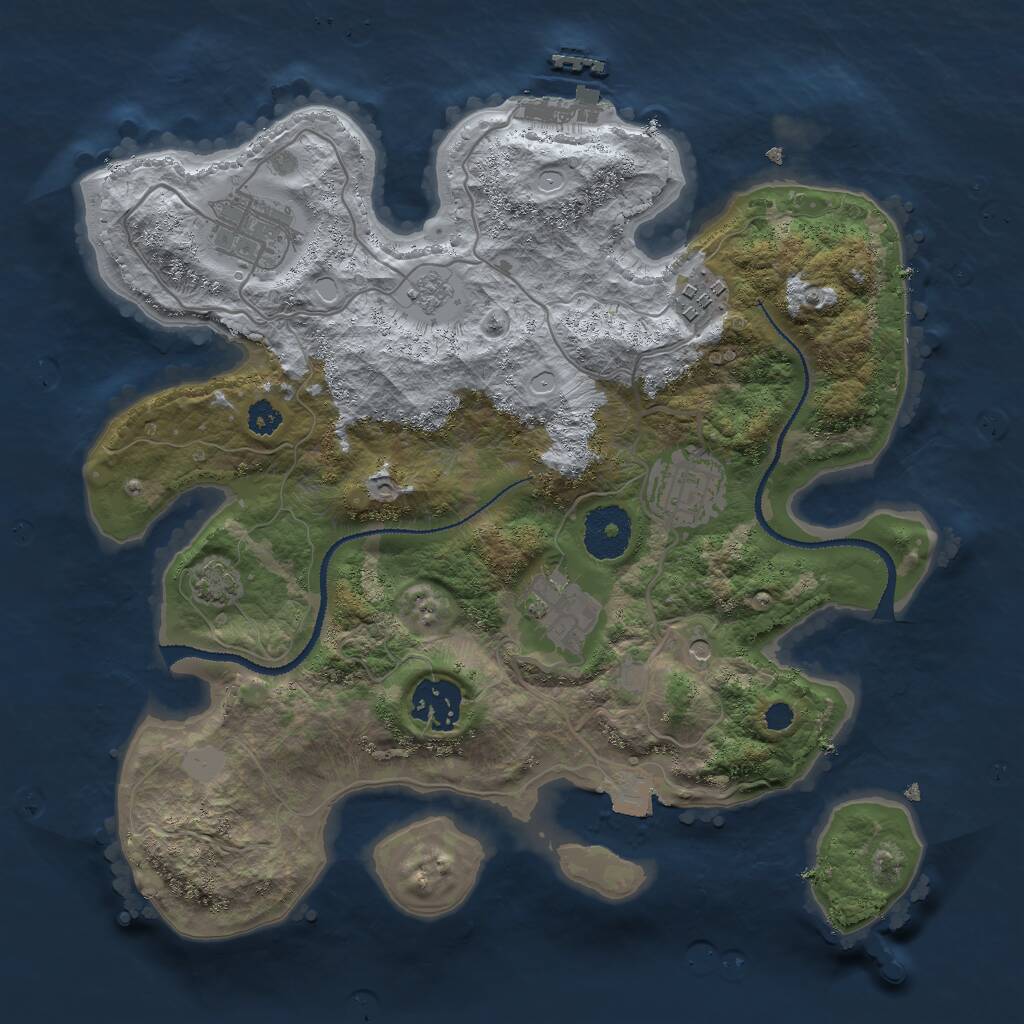 Rust Map: Procedural Map, Size: 3000, Seed: 1334573053, 10 Monuments