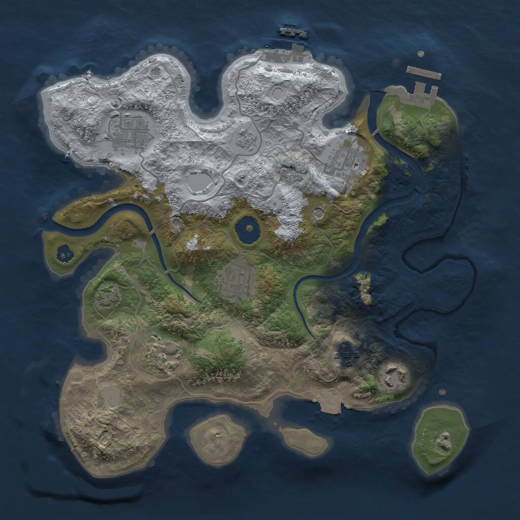 Rust Map: Procedural Map, Size: 3000, Seed: 1334573053, 14 Monuments