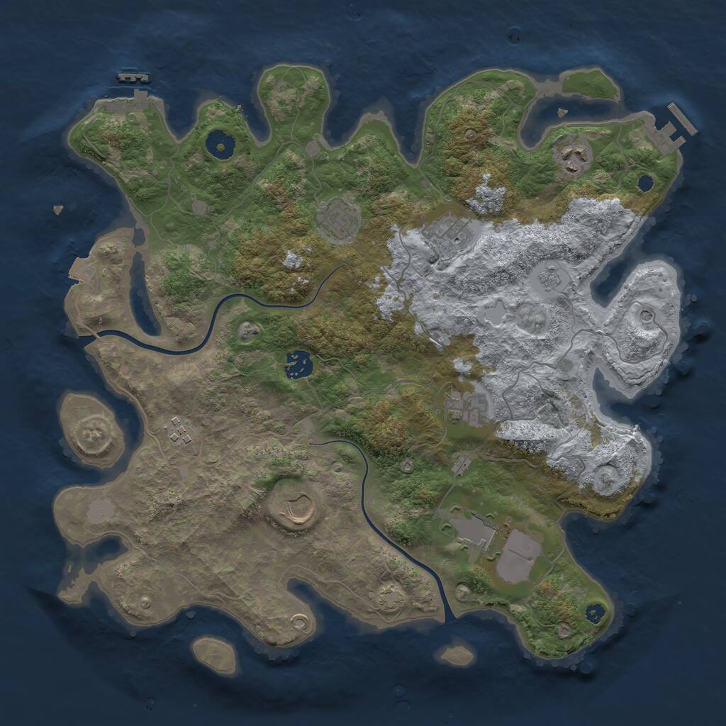 Rust Map: Procedural Map, Size: 3750, Seed: 75909336, 14 Monuments
