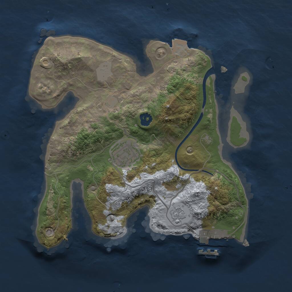 Rust Map: Procedural Map, Size: 2250, Seed: 209360057, 4 Monuments