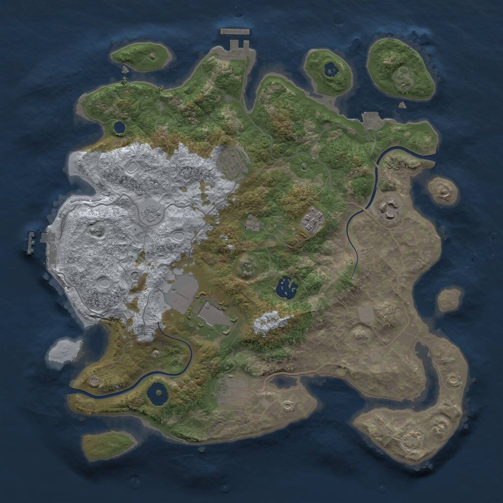 Rust Map: Procedural Map, Size: 3500, Seed: 423167686, 12 Monuments