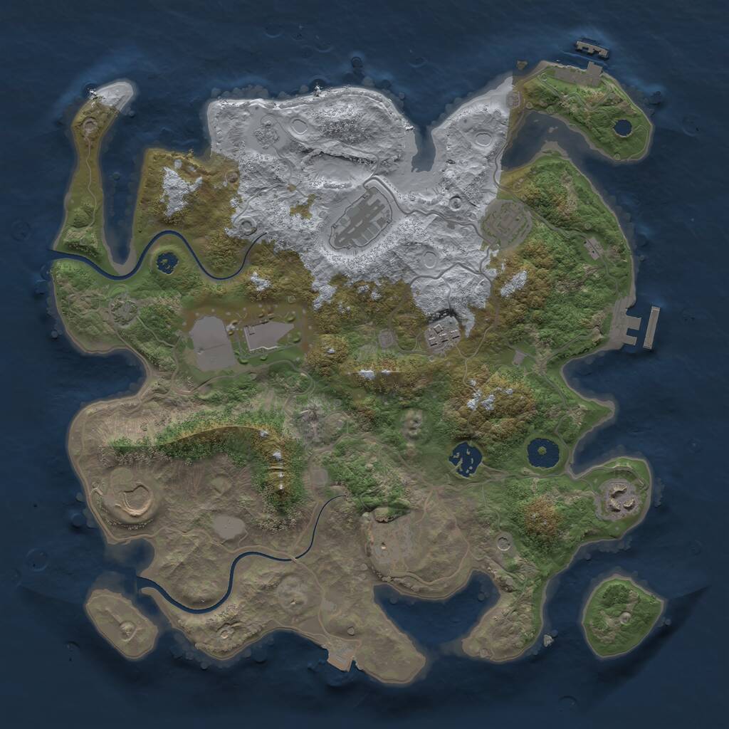 Rust Map: Procedural Map, Size: 3500, Seed: 1031239483, 14 Monuments